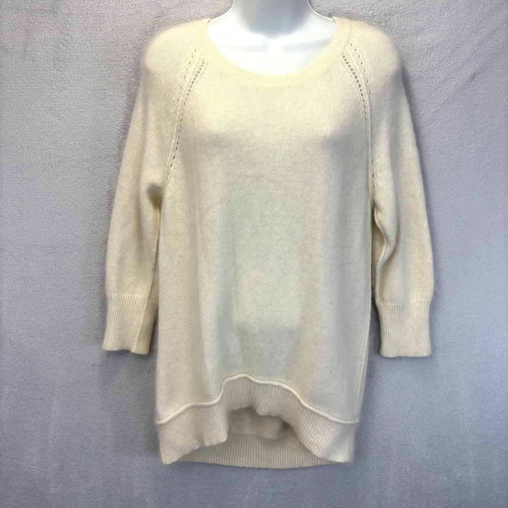 Cynthia Rowley Angora Pullover Sweater Womens Large Cream Raglan Quiet Luxury